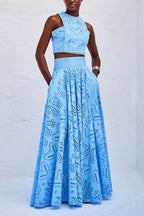 Larissa™ Geborduurd Top & Hoge Taille Maxi Rok Set | Elegante Twee-Delige Outfit