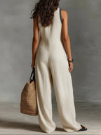 Minimalistische stand-up kraag rits mouwloze jumpsuit