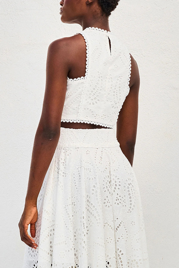 Larissa™ Geborduurd Top & Hoge Taille Maxi Rok Set | Elegante Twee-Delige Outfit