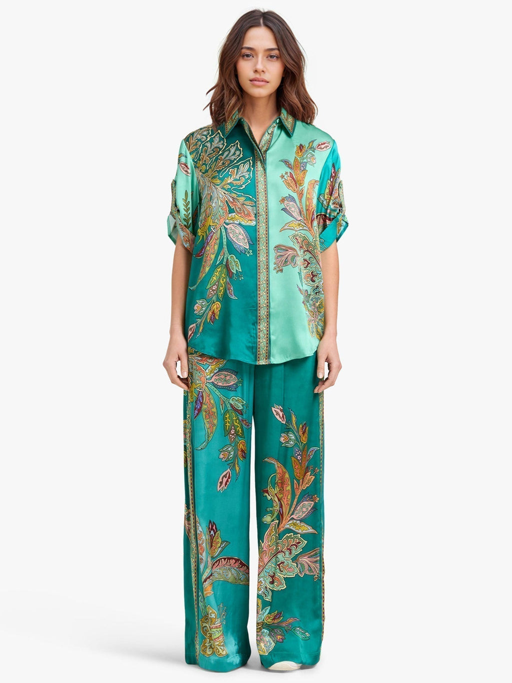 Eliza™ Elegante Twee-Delige Set | Paisley-Print Shirt en Wijde Broek