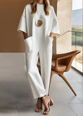 Emmy™ Elegante Korte Mouwen Jumpsuit | Ontspannen Rechte Pijpen Jumpsuit