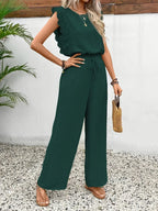 Zella™ Elegante Twee-Delige Set | Kantafwerking Top en Wijde Broek