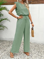 Zella™ Elegante Twee-Delige Set | Kantafwerking Top en Wijde Broek