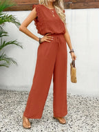 Zella™ Elegante Twee-Delige Set | Kantafwerking Top en Wijde Broek