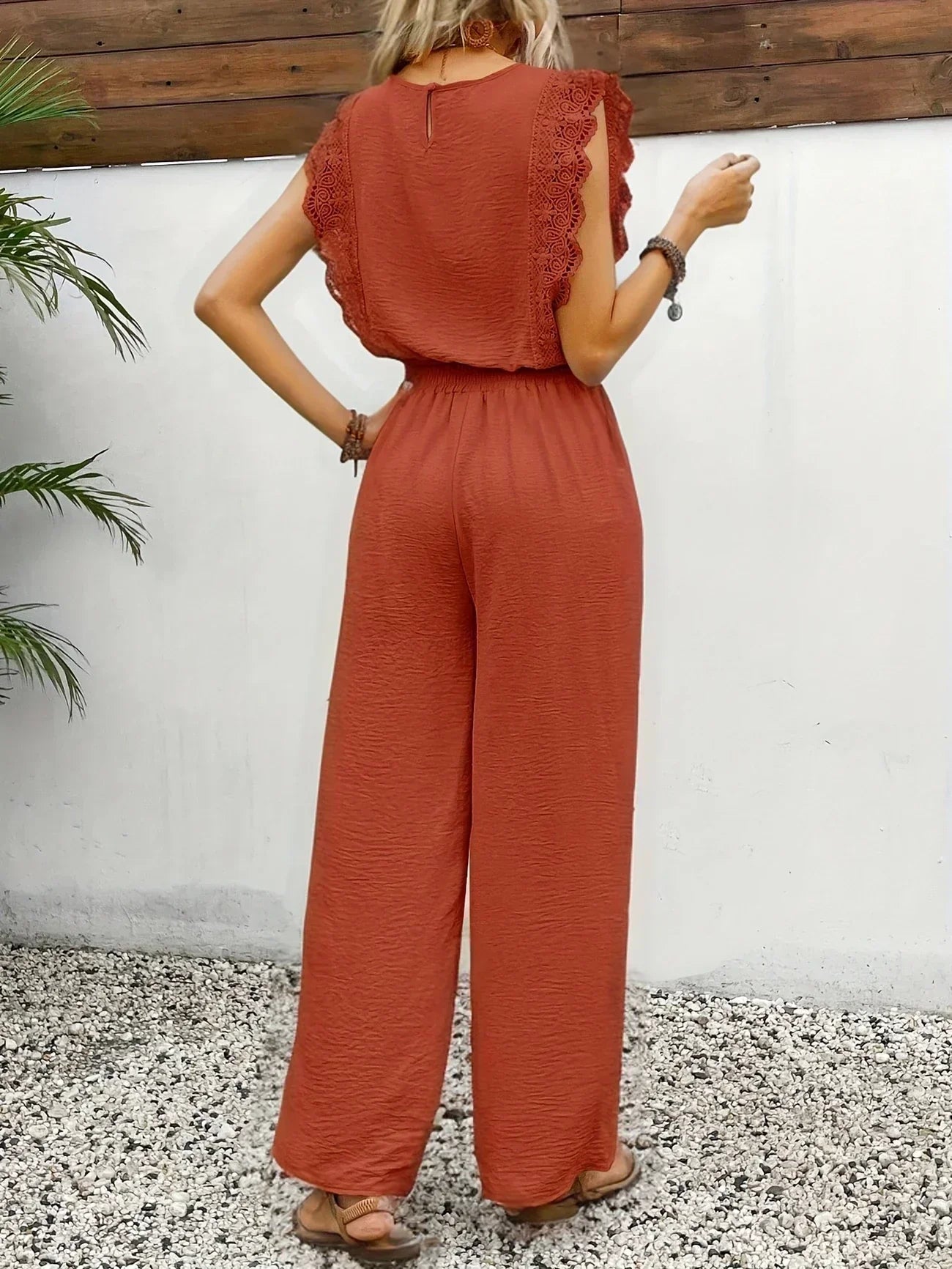 Zella™ Elegante Twee-Delige Set | Kantafwerking Top en Wijde Broek