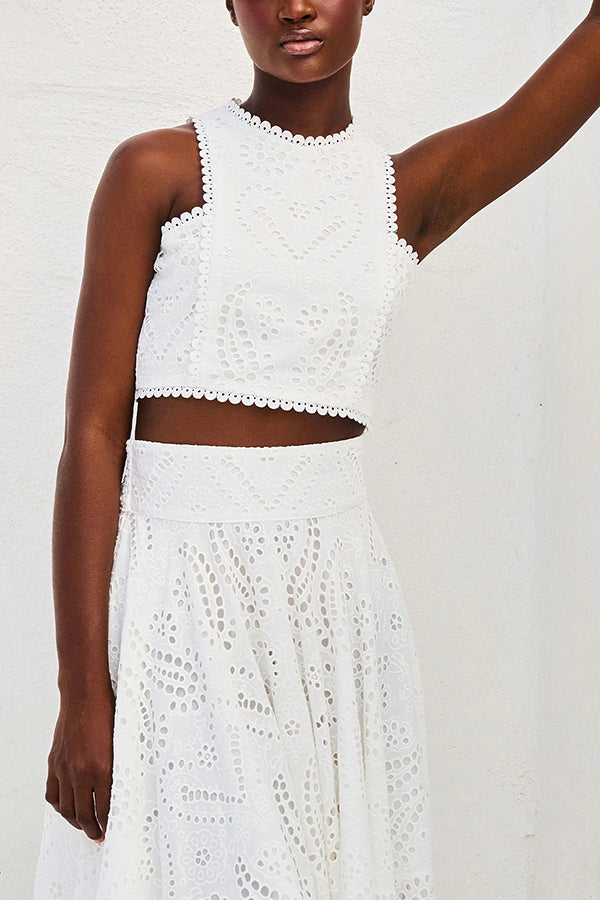 Larissa™ Geborduurd Top & Hoge Taille Maxi Rok Set | Elegante Twee-Delige Outfit
