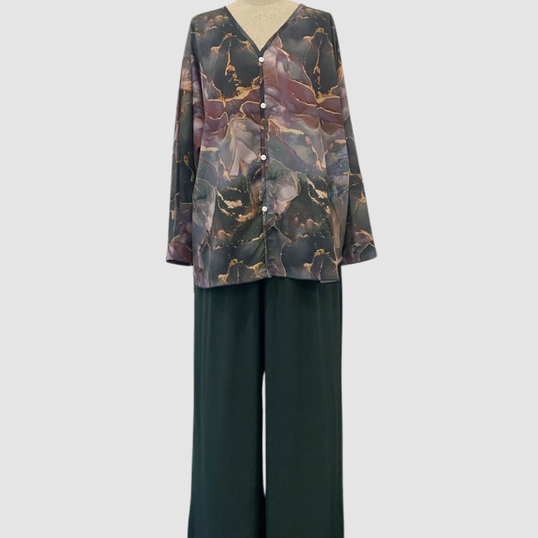 Aurora™ Elegante Gedrukte Twee-Delige Set | Bloemen Comfort Co-Ord