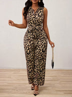 Frankie™ Luipaard Jumpsuit | Mouwloze Diepe V-Hals Jumpsuit