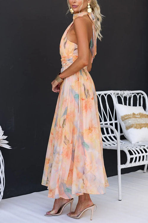 Halter™ - Maxi Jurk Met Print