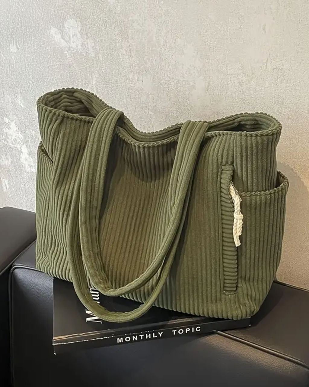 Laluna® | Geribbelde Totetas met Koorddetail