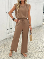 Zella™ Elegante Twee-Delige Set | Kantafwerking Top en Wijde Broek