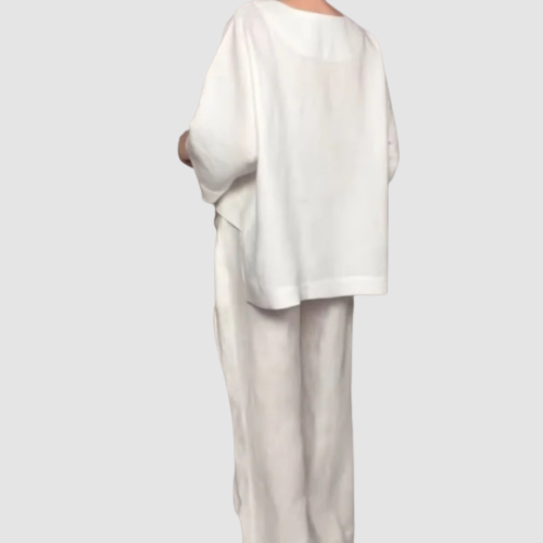 Vina™ Ontspannen 2-Piece Set | Asymmetrische Top en Wijde Broek