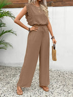 Zella™ Elegante Twee-Delige Set | Kantafwerking Top en Wijde Broek