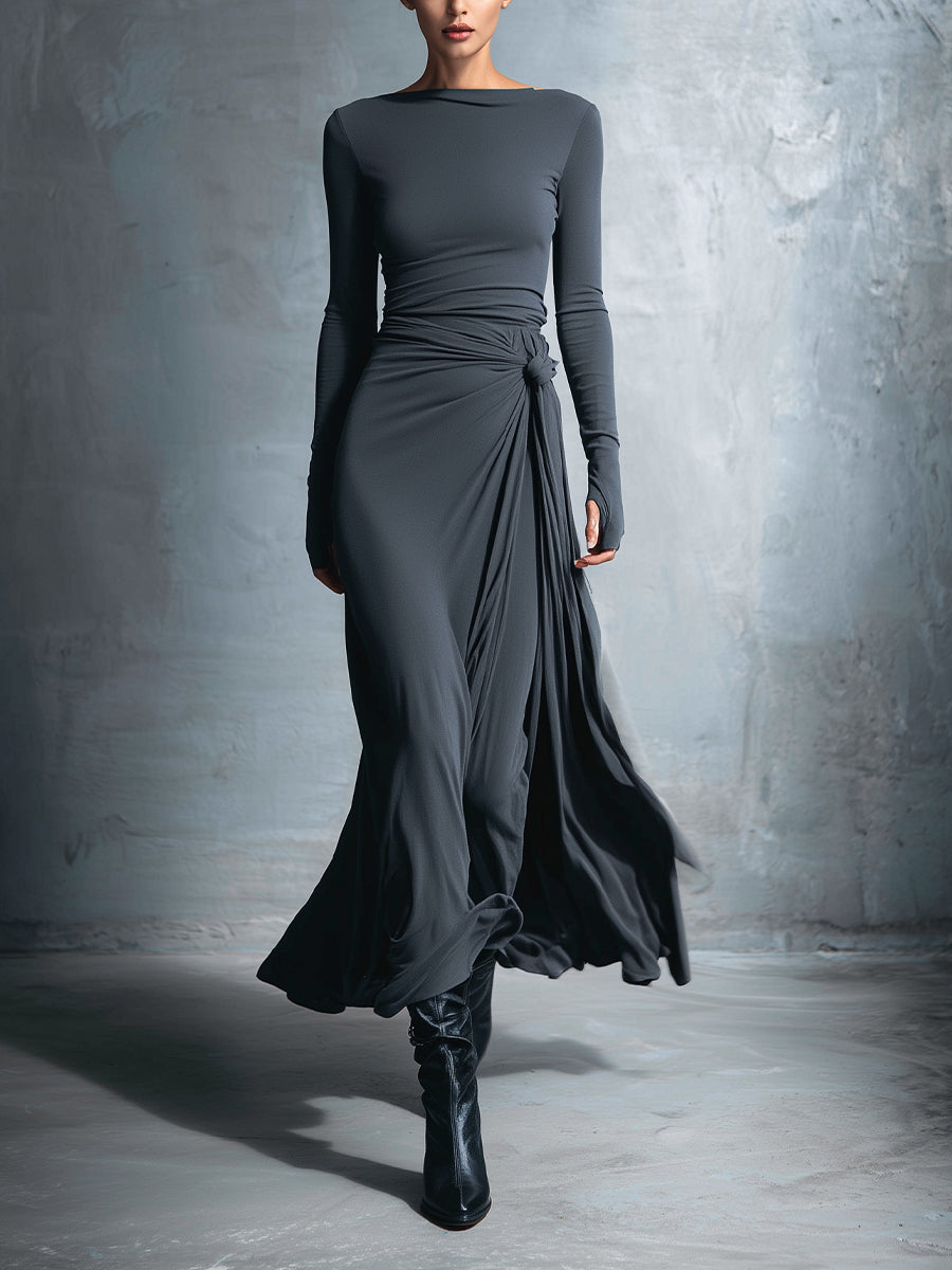 Naiara ❘ Maxi-jurk met zijden knoop