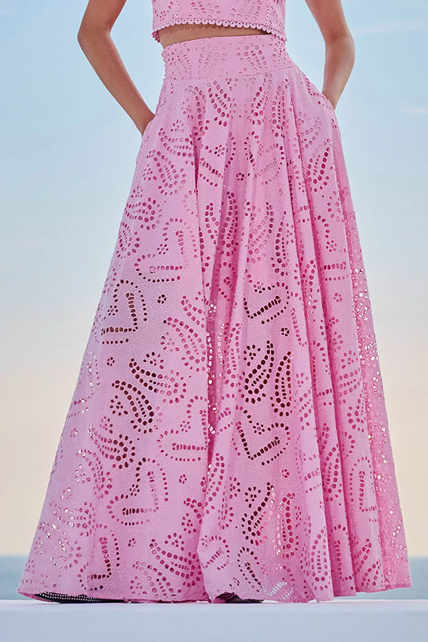Larissa™ Geborduurd Top & Hoge Taille Maxi Rok Set | Elegante Twee-Delige Outfit