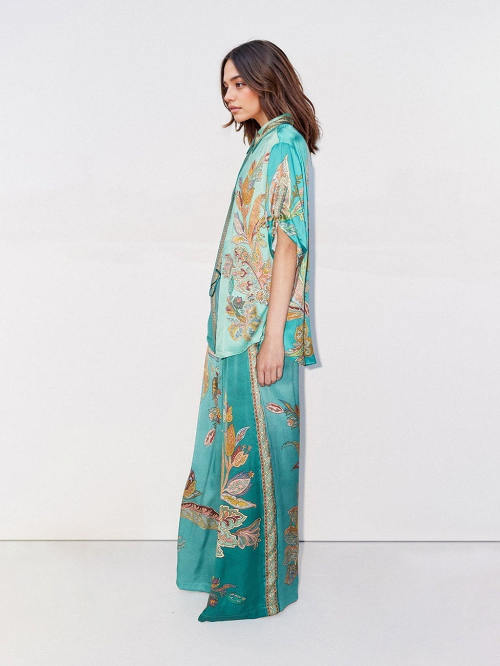 Eliza™ Elegante Twee-Delige Set | Paisley-Print Shirt en Wijde Broek