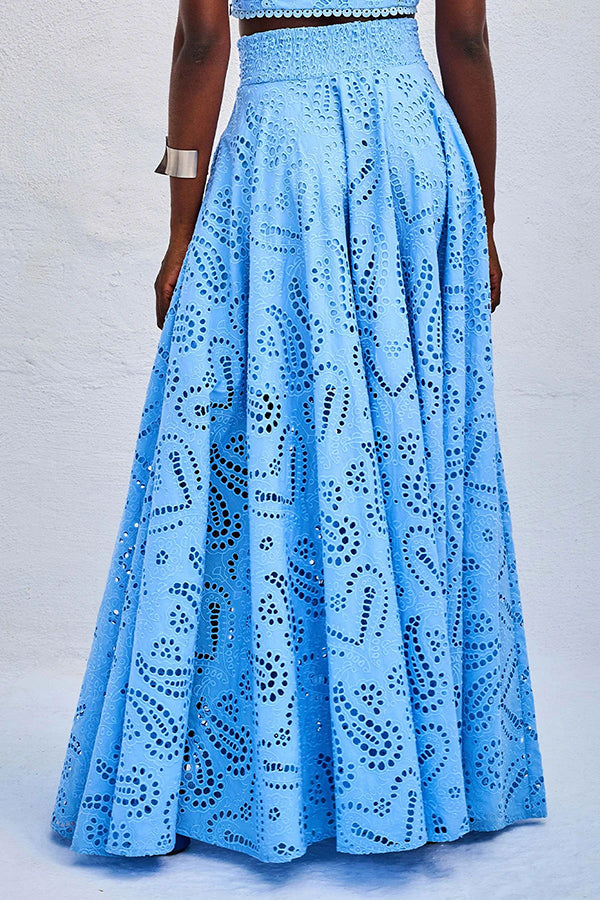 Larissa™ Geborduurd Top & Hoge Taille Maxi Rok Set | Elegante Twee-Delige Outfit