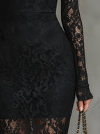 Elwira | Elegante zwarte maxi-jurk met kant