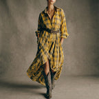 Abril | Geruite overhemdjurk met riem