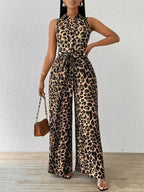 Frankie™ Luipaard Jumpsuit | Mouwloze Diepe V-Hals Jumpsuit