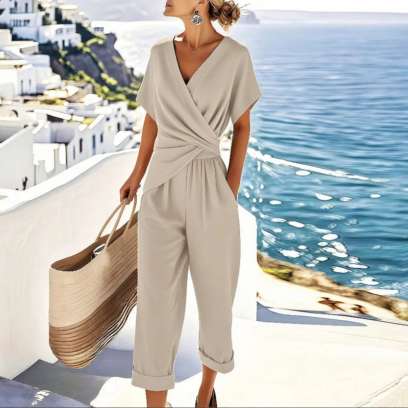 Colleen™ Elegant Tweedelige Set | Wikkel-Voorkant Top en Cropped Broek