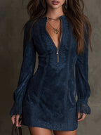 Azulena ❘ Blauwe tuniek met borduursel en rits