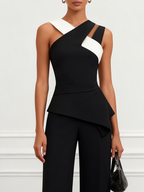 Zwart Cross Halter Mouwloze Chique Jumpsuit
