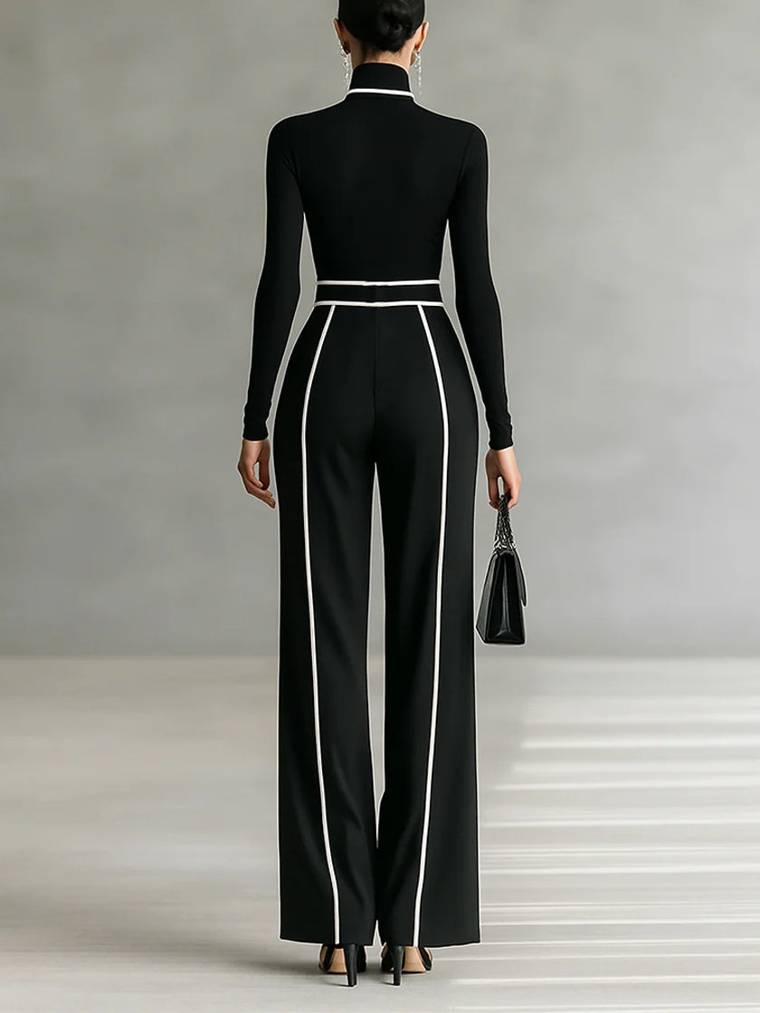 Emma™ | Elegante tweedelige set met hoge kraag en wijde broek