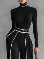 Emma™ | Elegante tweedelige set met hoge kraag en wijde broek