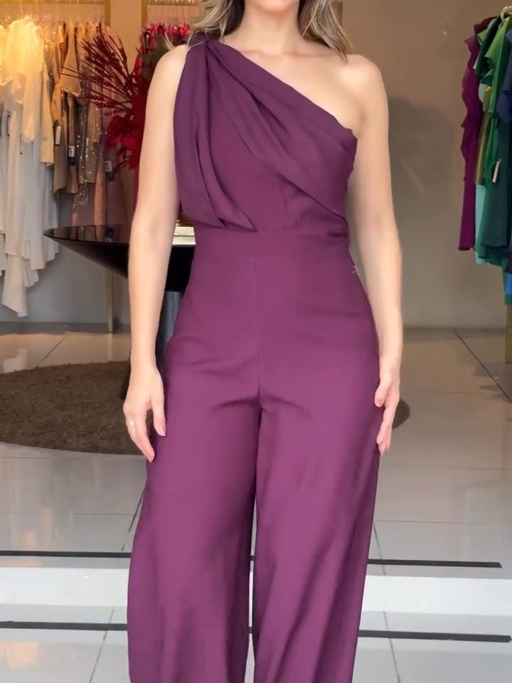 Paarse Eenzijde Jumpsuit