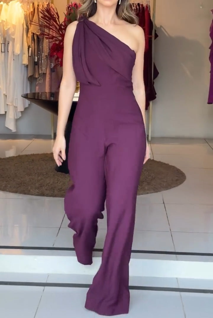 Paarse Eenzijde Jumpsuit