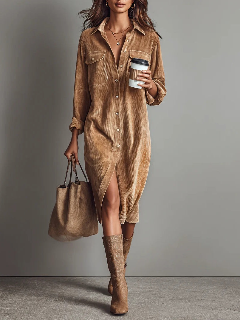 Estela | Midi-jurk van corduroy