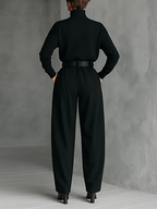 Jessica™ Elegante Top &amp; Rechte Broek Set | Aansluitende Coltrui en Op Maat Gemaakte Broek