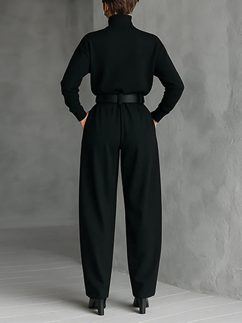 Jessica™ Elegante Top &amp; Rechte Broek Set | Aansluitende Coltrui en Op Maat Gemaakte Broek