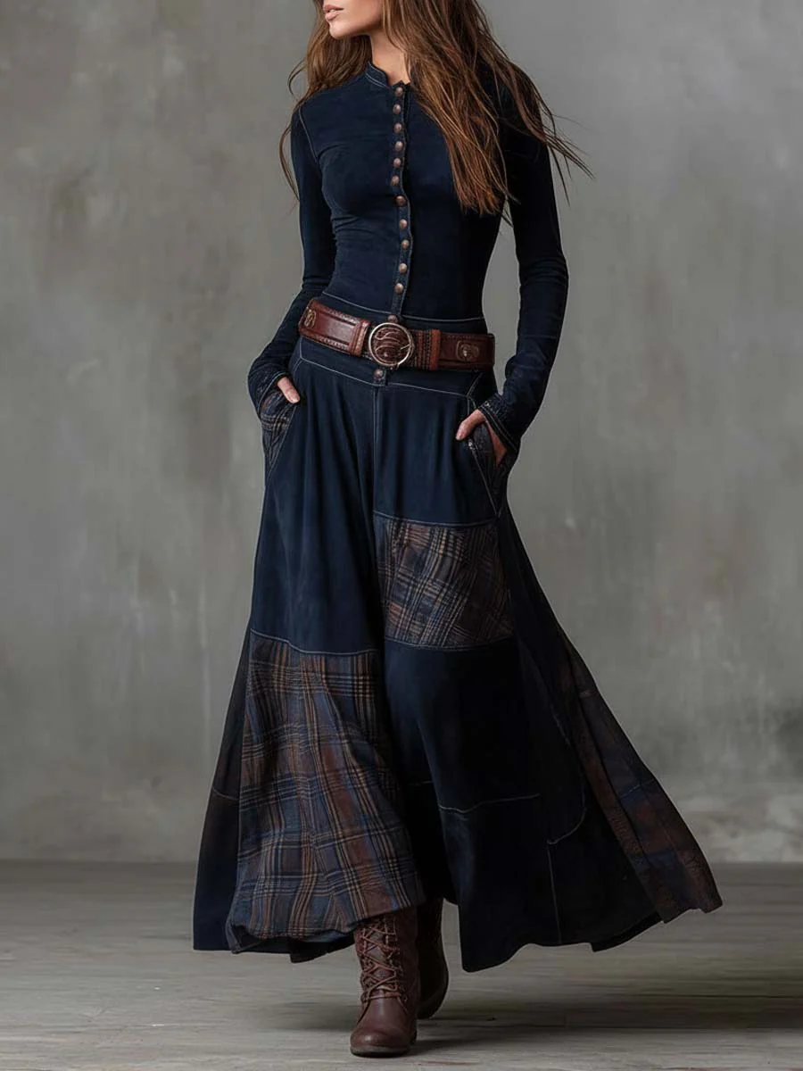 Elisa | Maxi-jurk van ecolologisch suede met riem