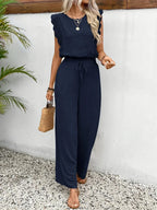 Zella™ Elegante Twee-Delige Set | Kantafwerking Top en Wijde Broek