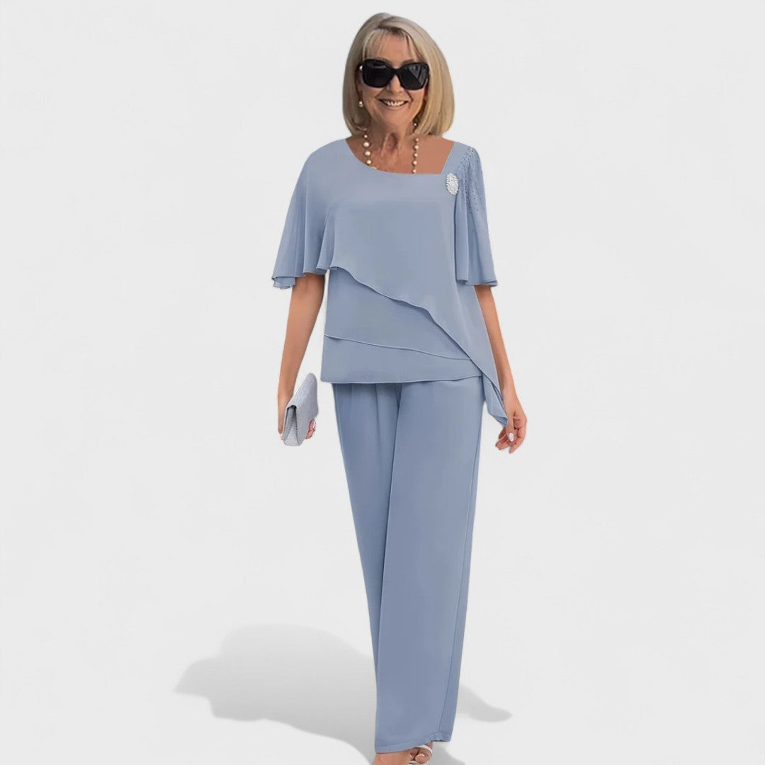 Wynonna™ Elegante Twee-Delige Set | Gelaagde Top en Brede Pantalons