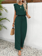 Zella™ Elegante Twee-Delige Set | Kantafwerking Top en Wijde Broek