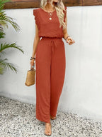 Zella™ Elegante Twee-Delige Set | Kantafwerking Top en Wijde Broek