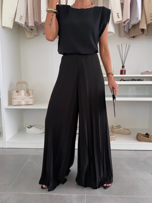 Evelyn™ Elegante 2-delige Set | Vloeiende Top en Plissé Broek