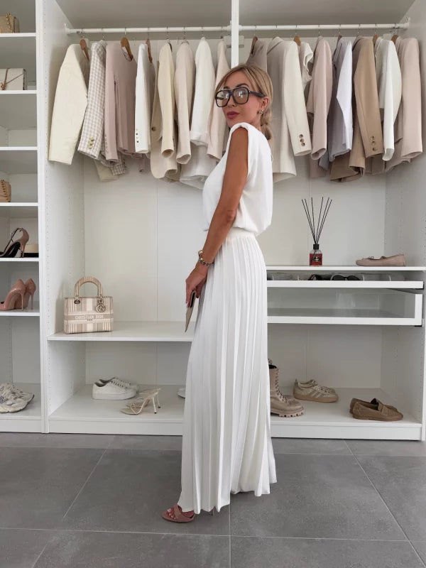 Evelyn™ Elegante 2-delige Set | Vloeiende Top en Plissé Broek