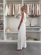 Evelyn™ Elegante 2-delige Set | Vloeiende Top en Plissé Broek