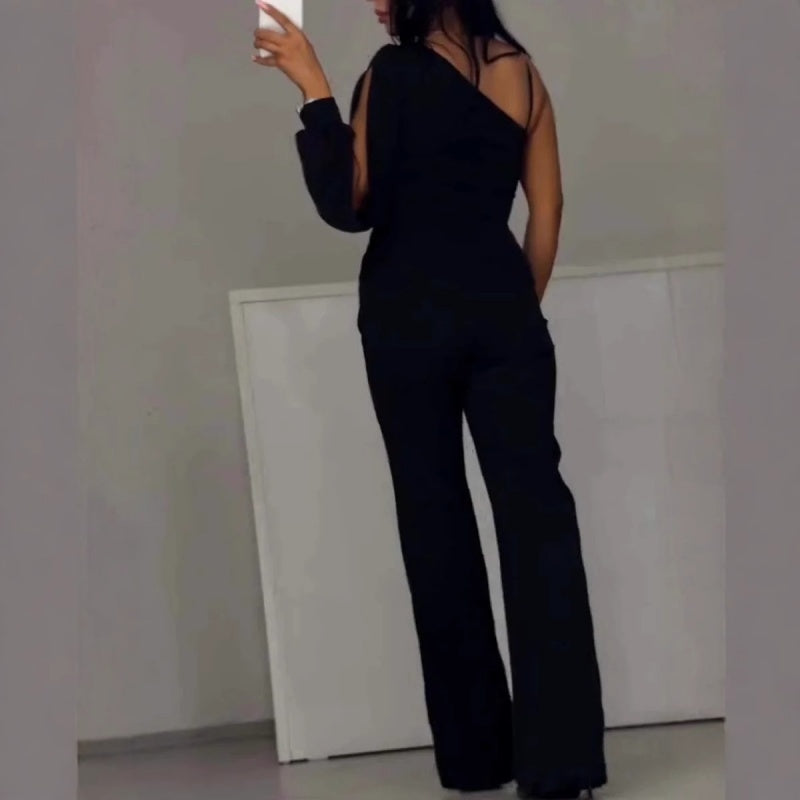 Ally™ Eén-Schouder Flared Korte Romper | Stijlvolle Zomer Romper